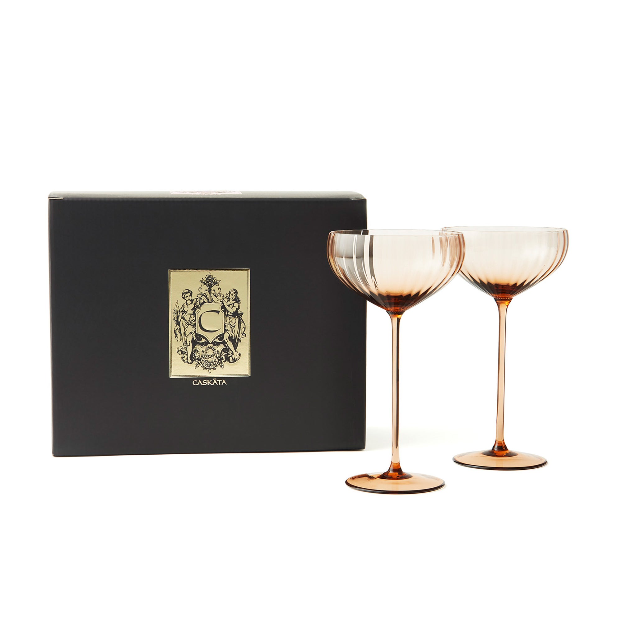 Quinn Amber Coupe Glasses Set/2 - Caskata