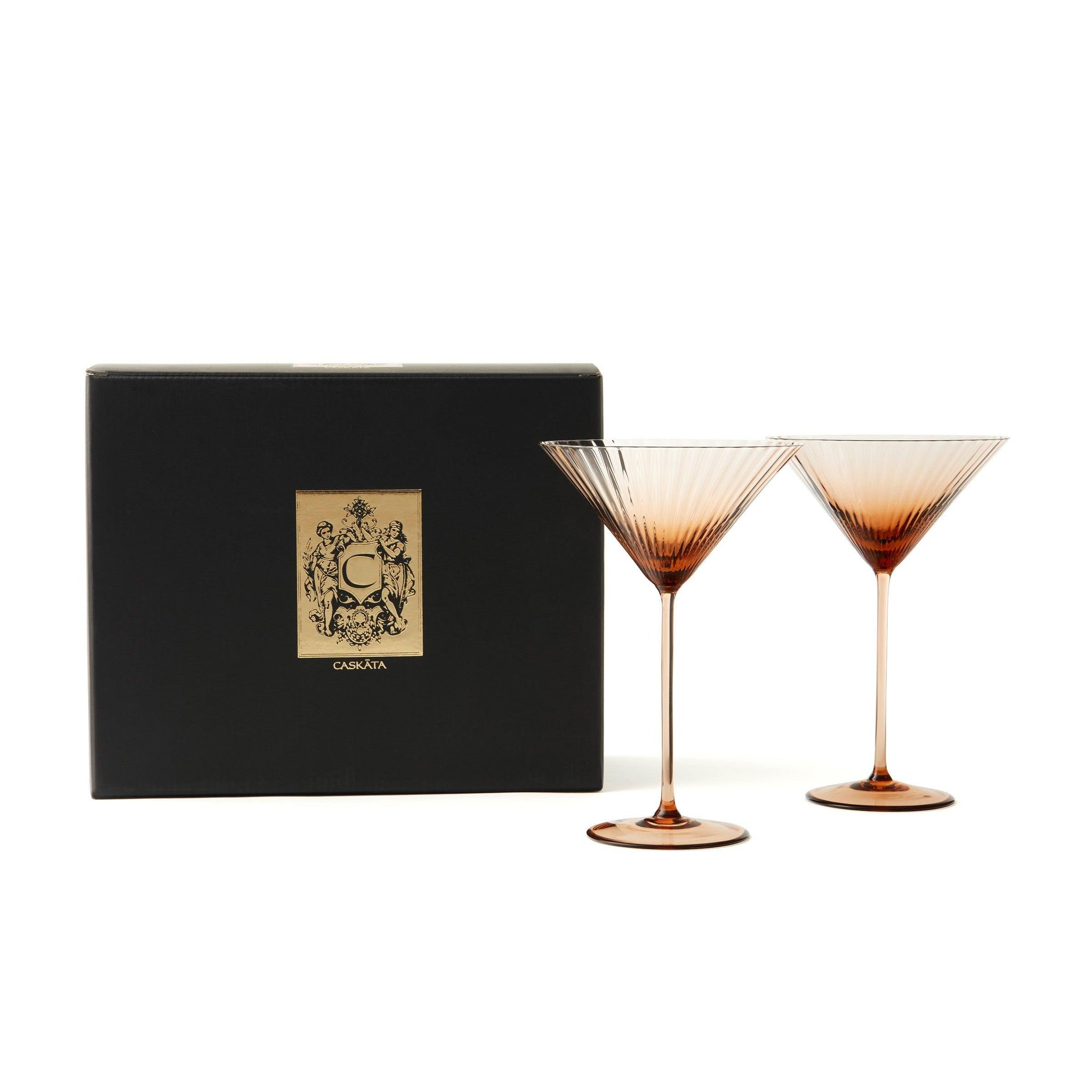 Caskata Marrakech Martini Glasses Set Of 2 - Hand-Etched Lead-Free Crystal, 6 Oz, Unique Cocktail Glasses