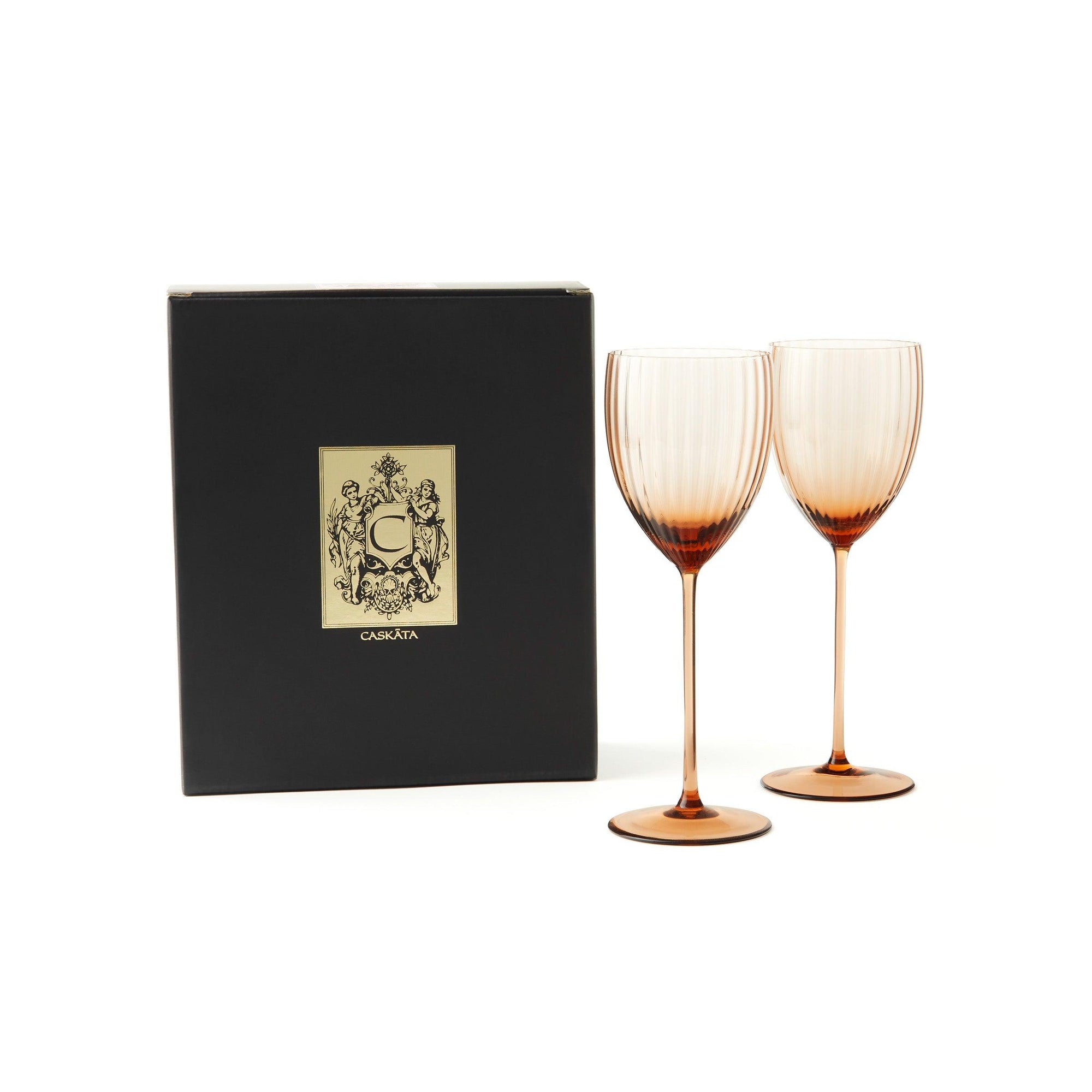 Quinn Amber White Wine Glasses Set/2 - Caskata