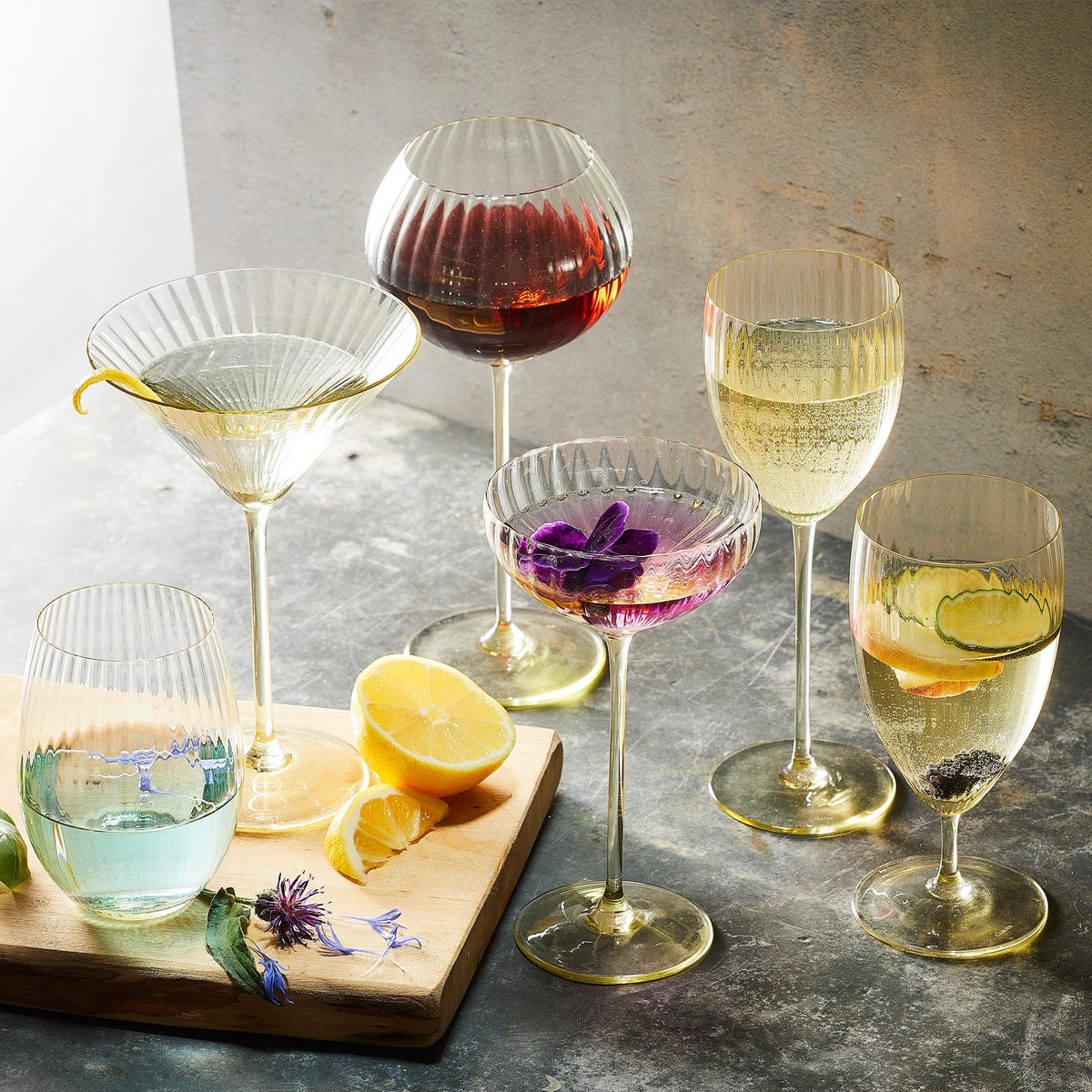 Quinn citrine yellow mouth-blown crystal white wine glasses from Caskata.