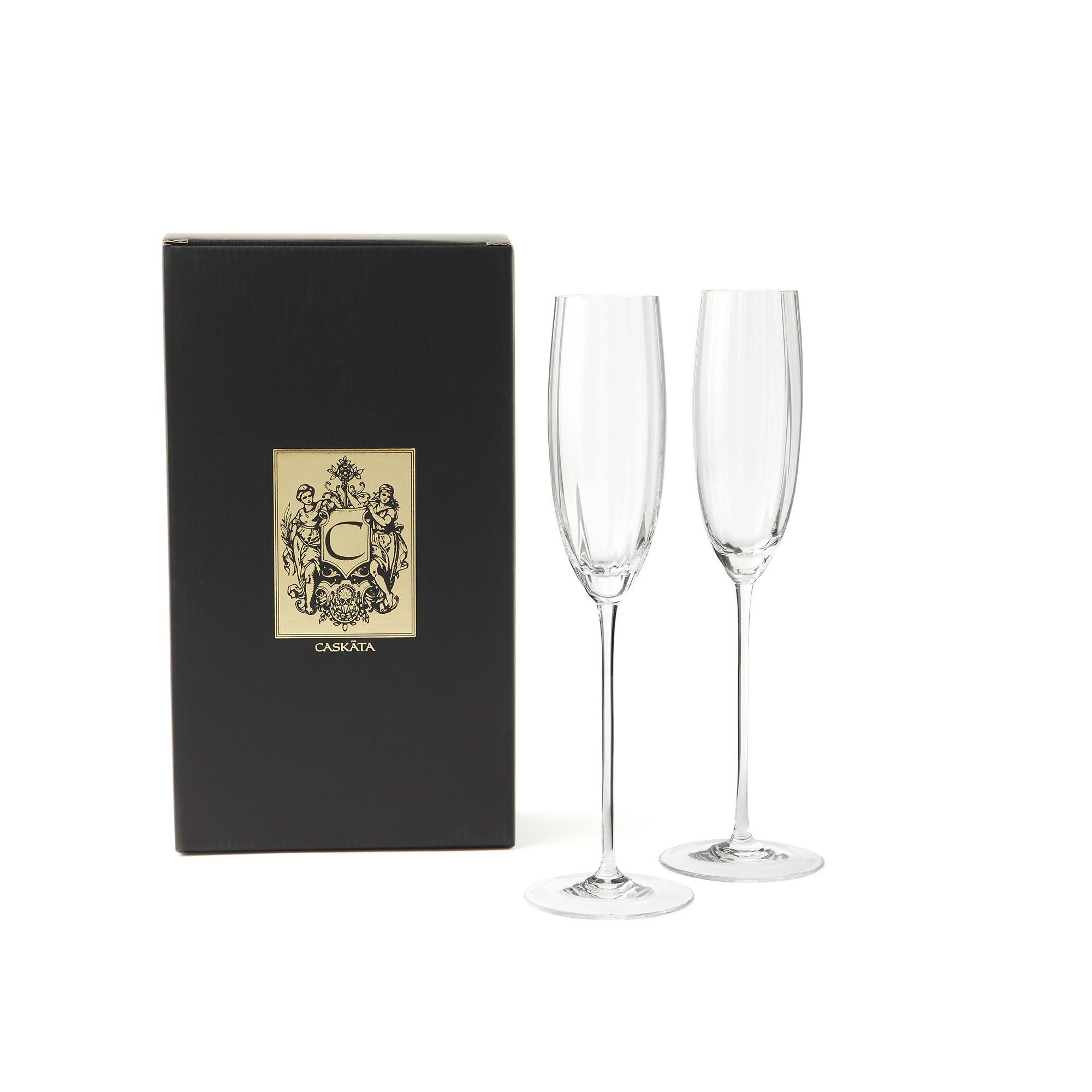 Quinn optic clear crystal champagne flutes Set of 2  from Caskata