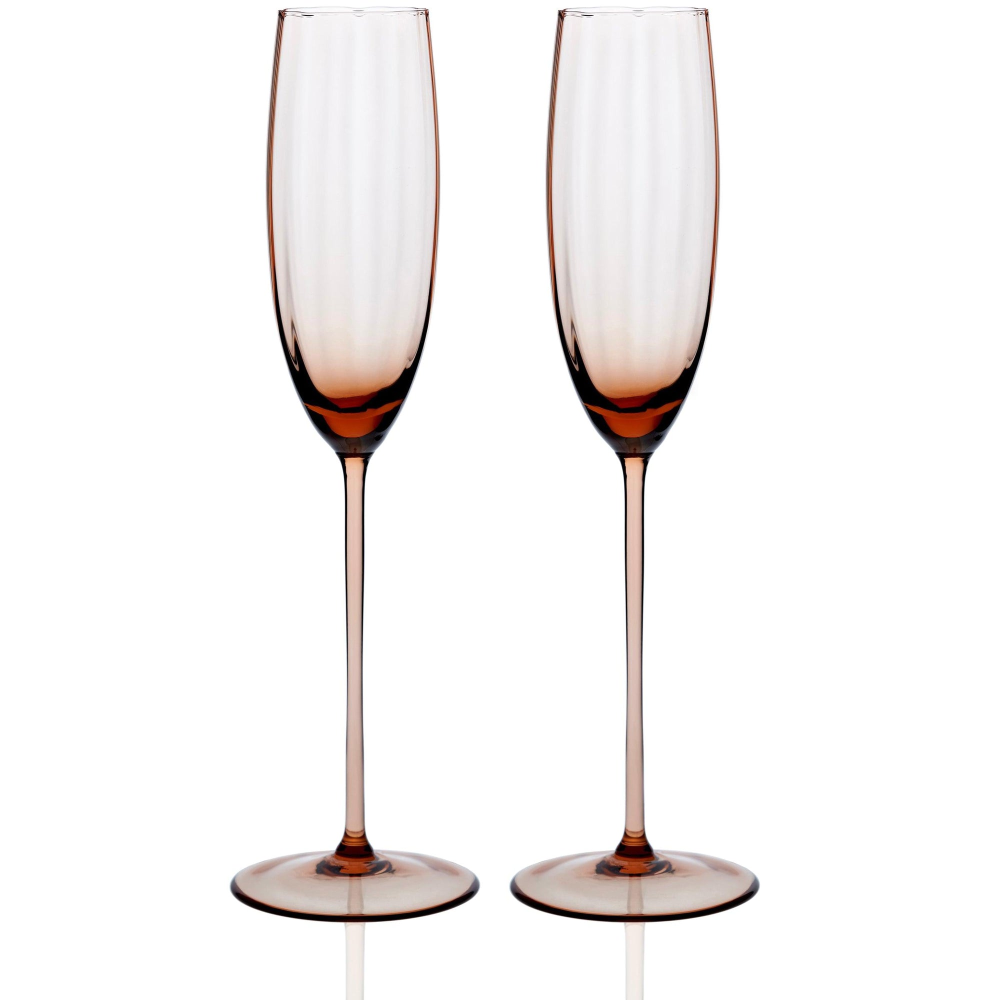 Quinn Mouth blown crystal champagne flutes in Amber Set of 2 from Caskata