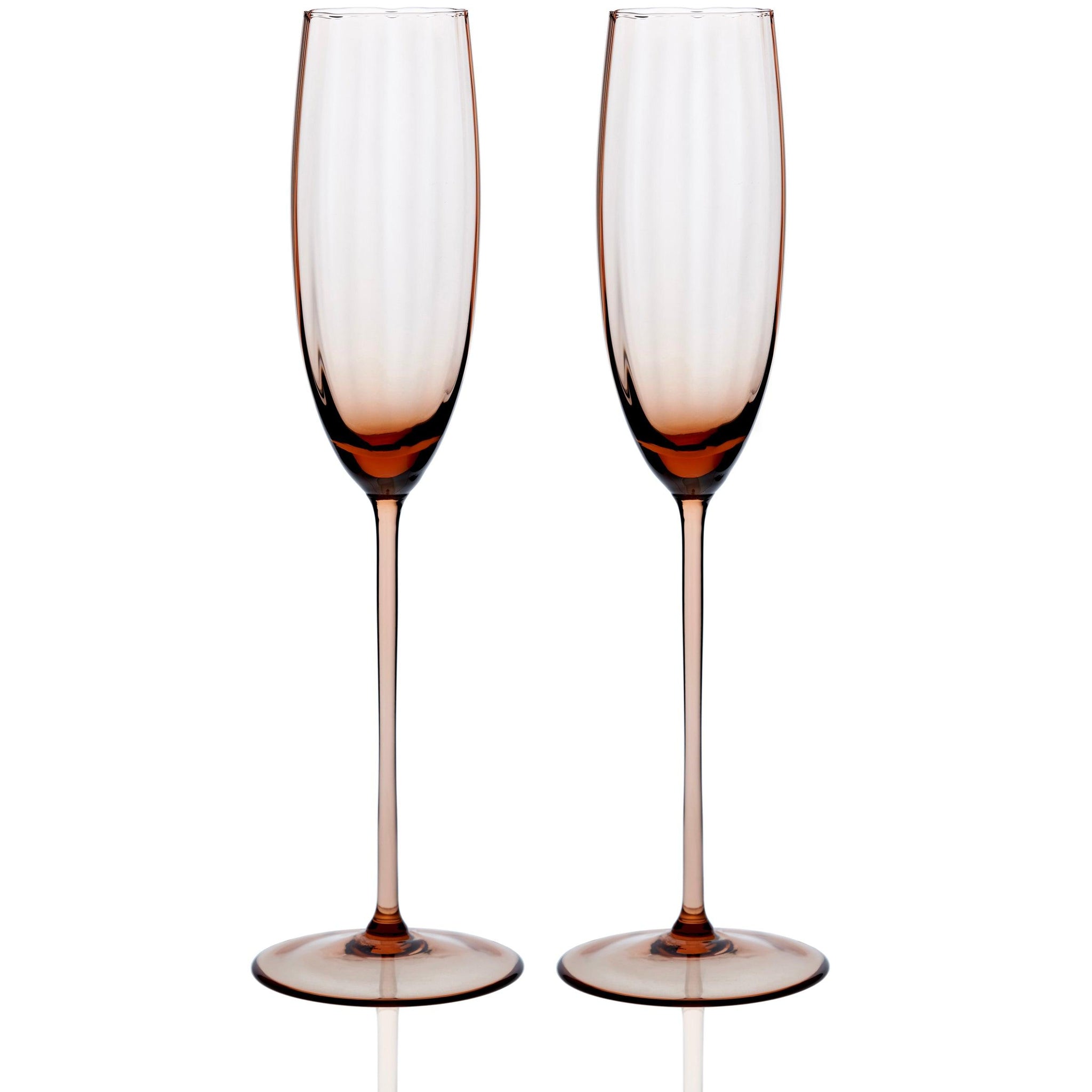 Quinn Amber Champagne Flute Glasses