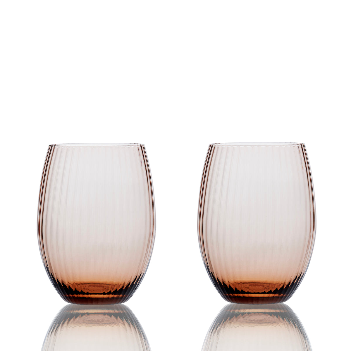 Quinn Optic Tumbler or Stemless Wine Glasses in Amber from Caskata