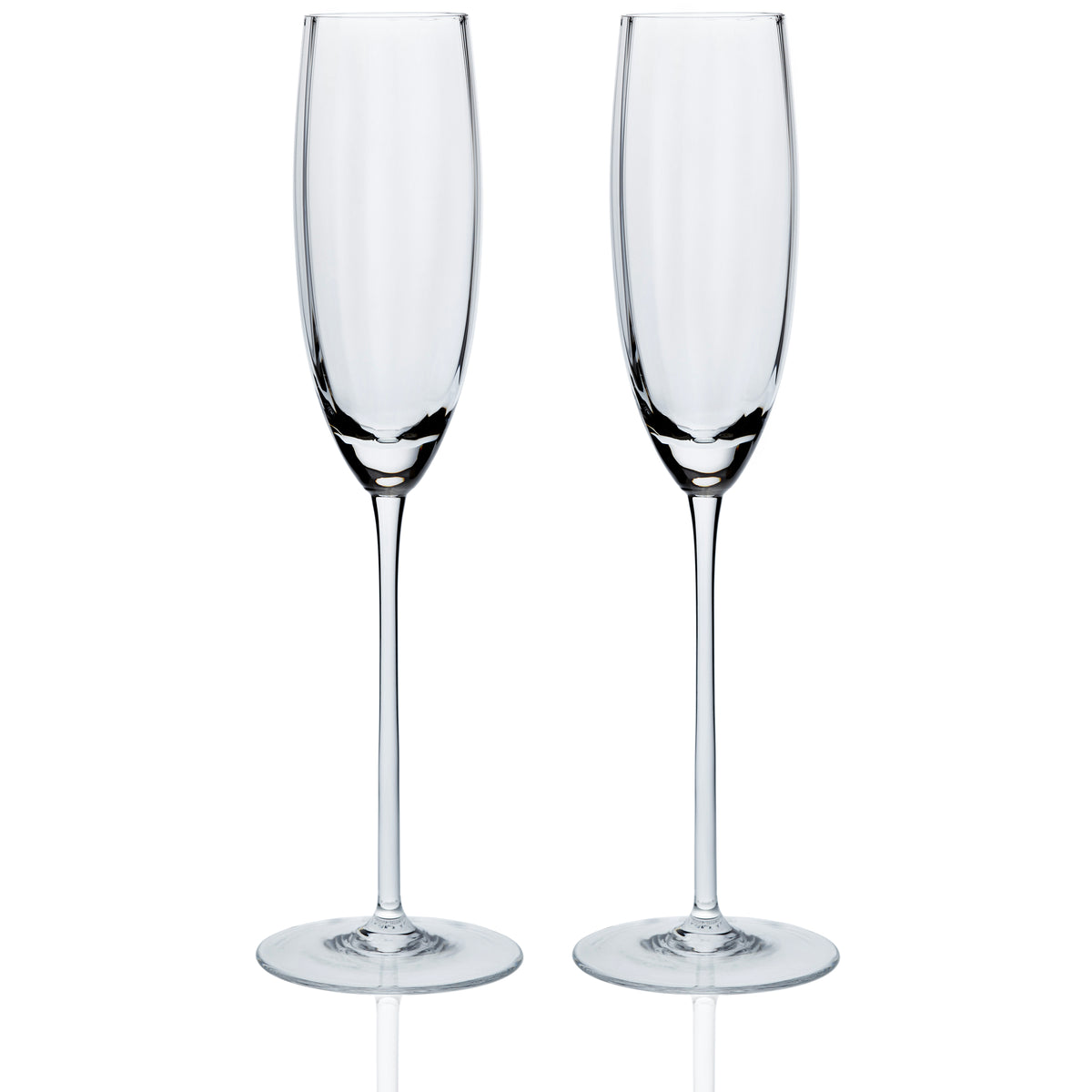 Quinn optic clear crystal champagne flutes Set of 2  from Caskata