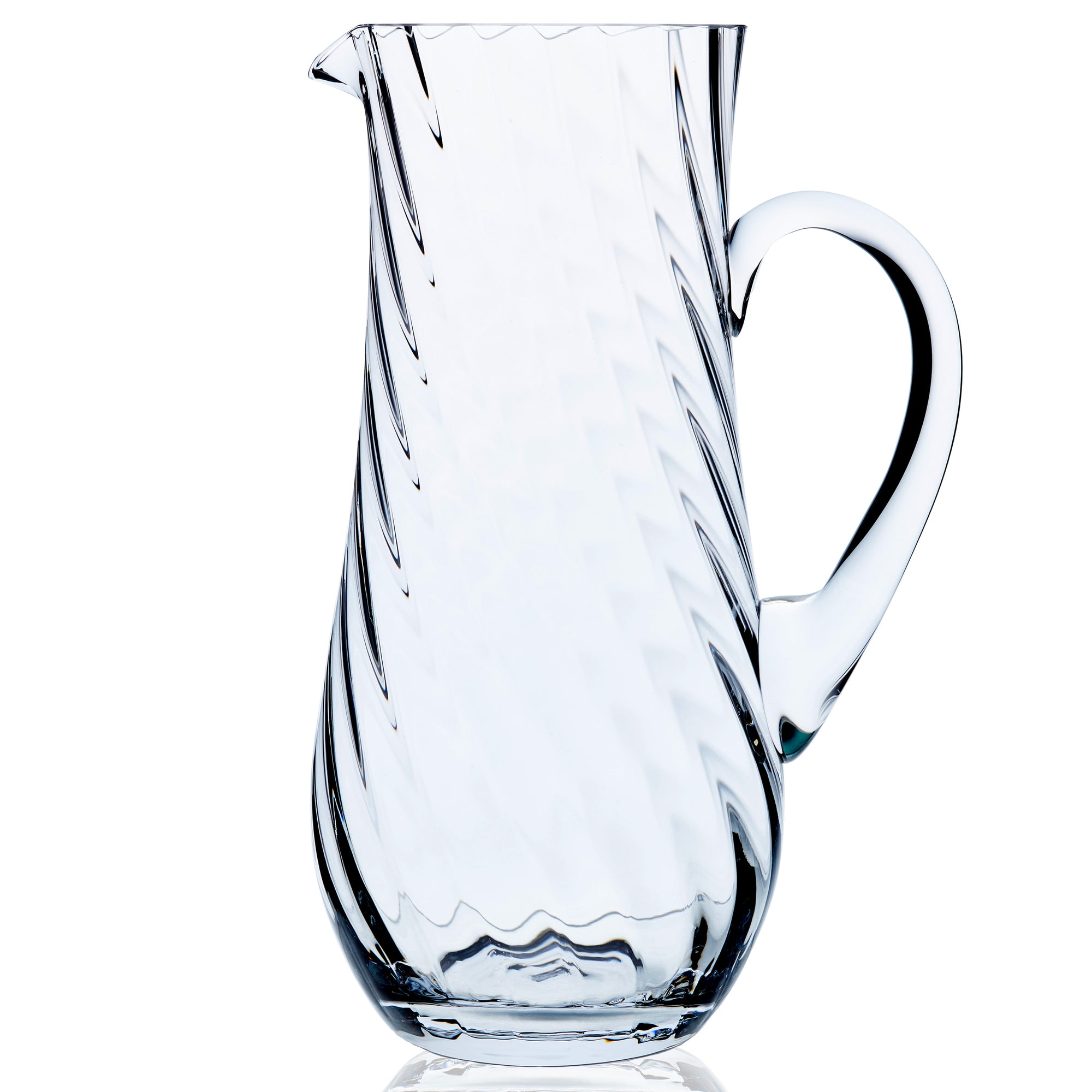 Quinn Optic Pitcher in Clear mouth blown Crystal from Caskata