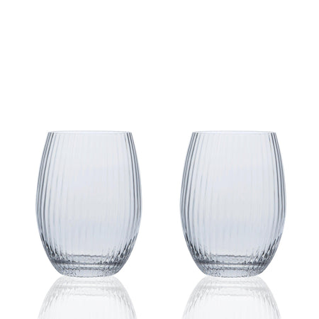 Quinn Optic Tumblers or stemless wine glasses  in mouth blown clear crystal from Caskata Set of 2