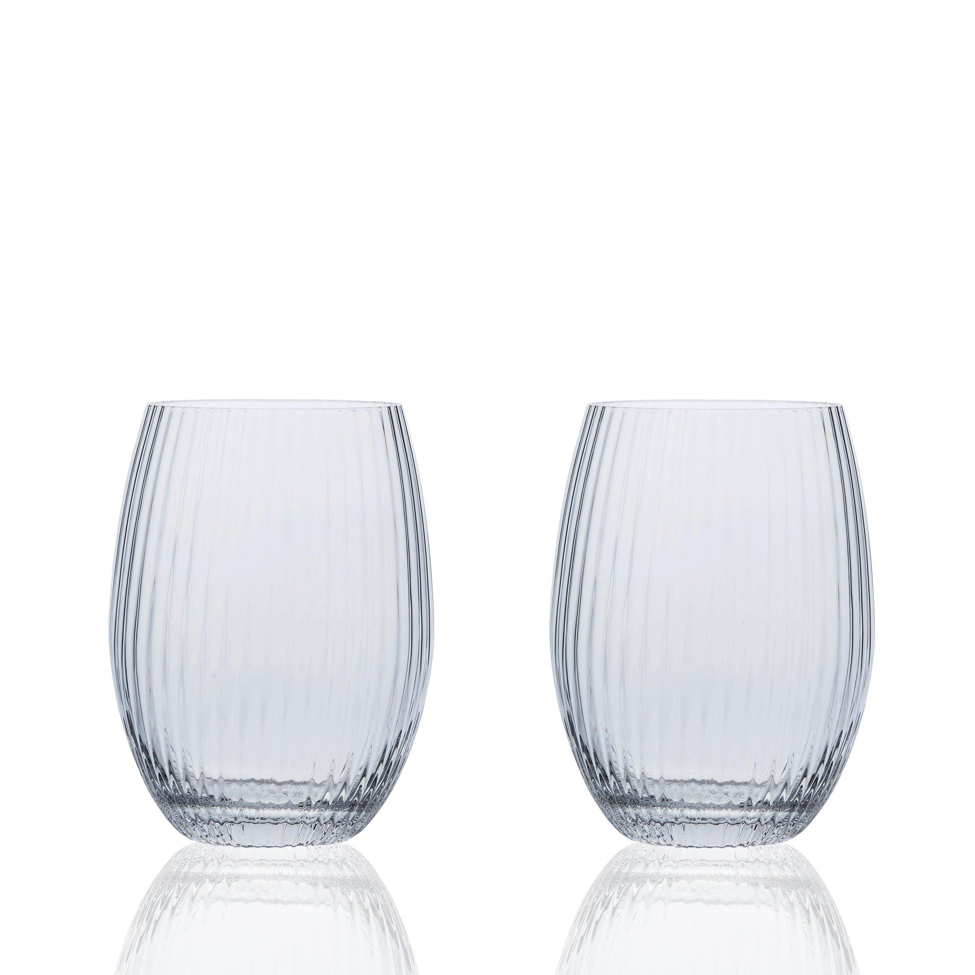 Caskata Phoebe Clear Stemless Wine Glasses, Set of 2