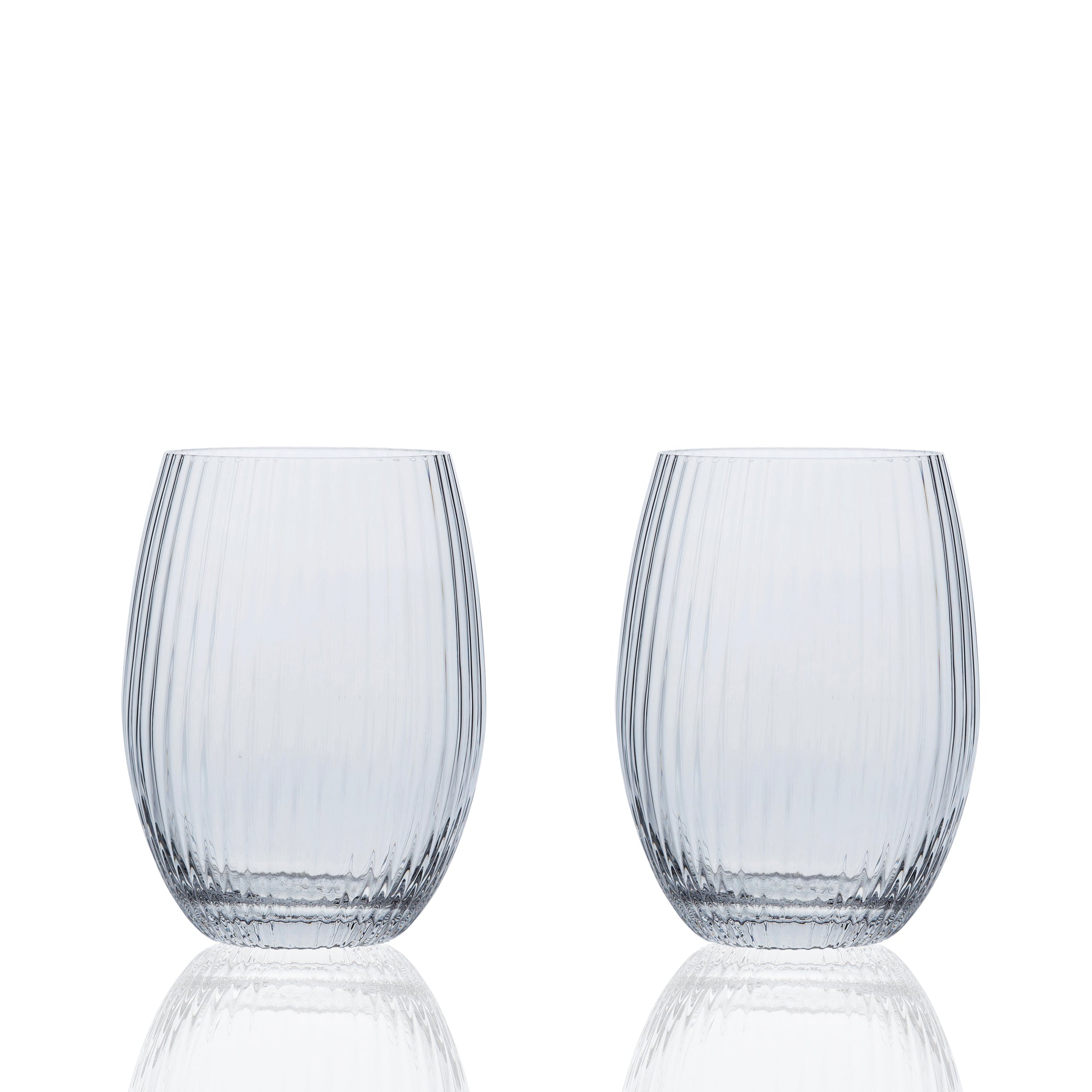 Quinn Optic Tumblers or stemless wine glasses  in mouth blown clear crystal from Caskata Set of 2