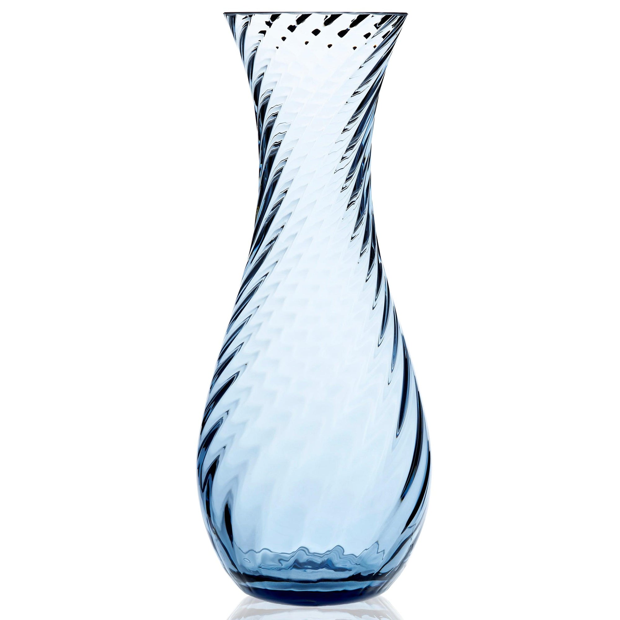 Quinn Optic Carafe or Decanter in Ocean Blue mouth blown crystal from Caskata