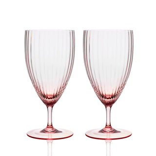 Quinn Rose Everdya stemmed Water Glass in Mouth Blown Crystal from Caskata