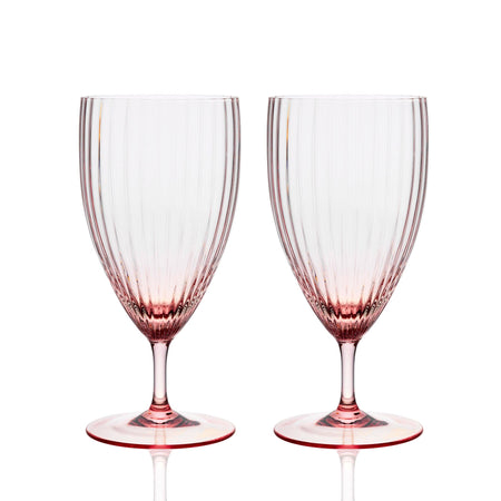 Quinn Rose Everdya stemmed Water Glass in Mouth Blown Crystal from Caskata