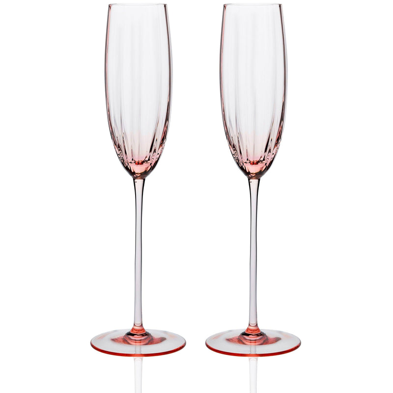 Quinn Stemware Champagne Flute, in Rose- Caskata