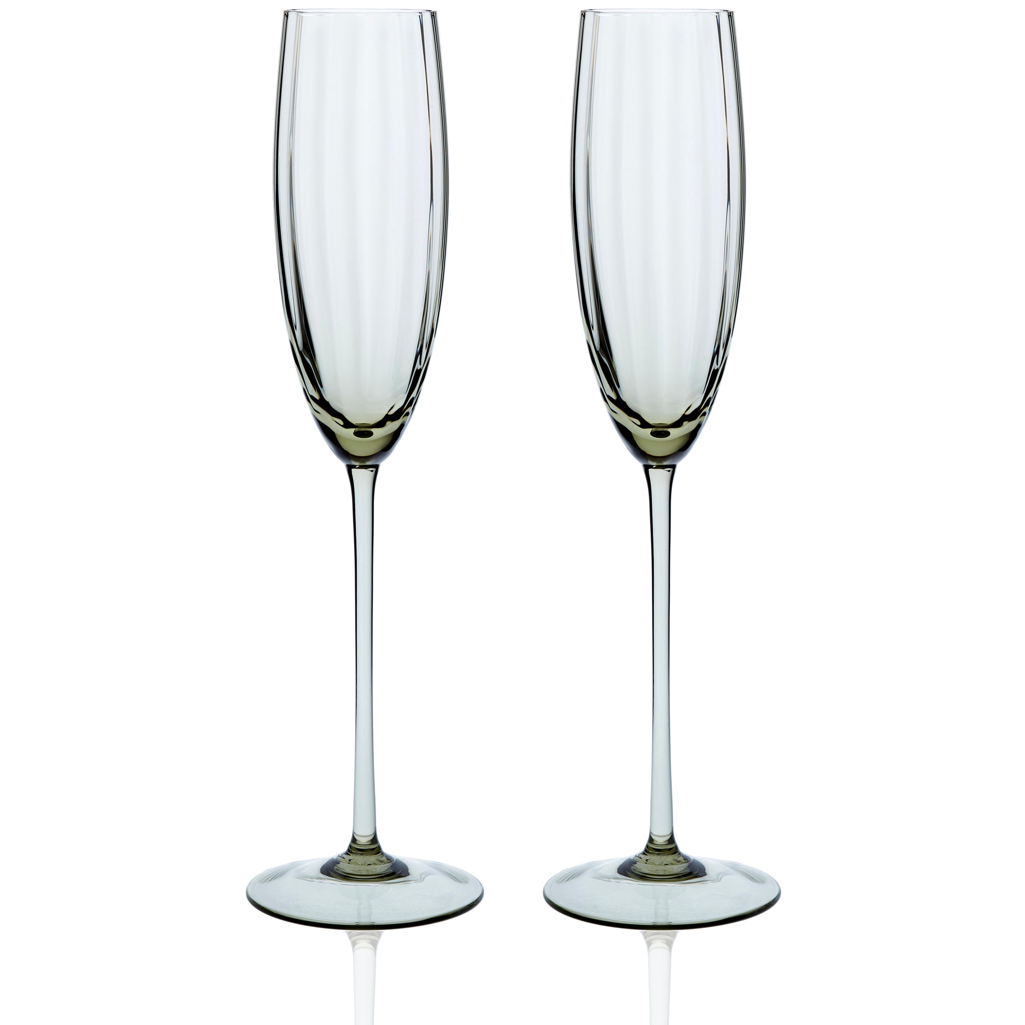 Quinn Stemware Champagne Flute, in Smoke- Caskata