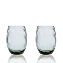 Quinn Optic mouth blown crystal tumbler or stemless wine glasses set of 2 from Caskata