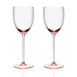 Quinn Rose mouth blown crystal white wine glasses from Caskata.