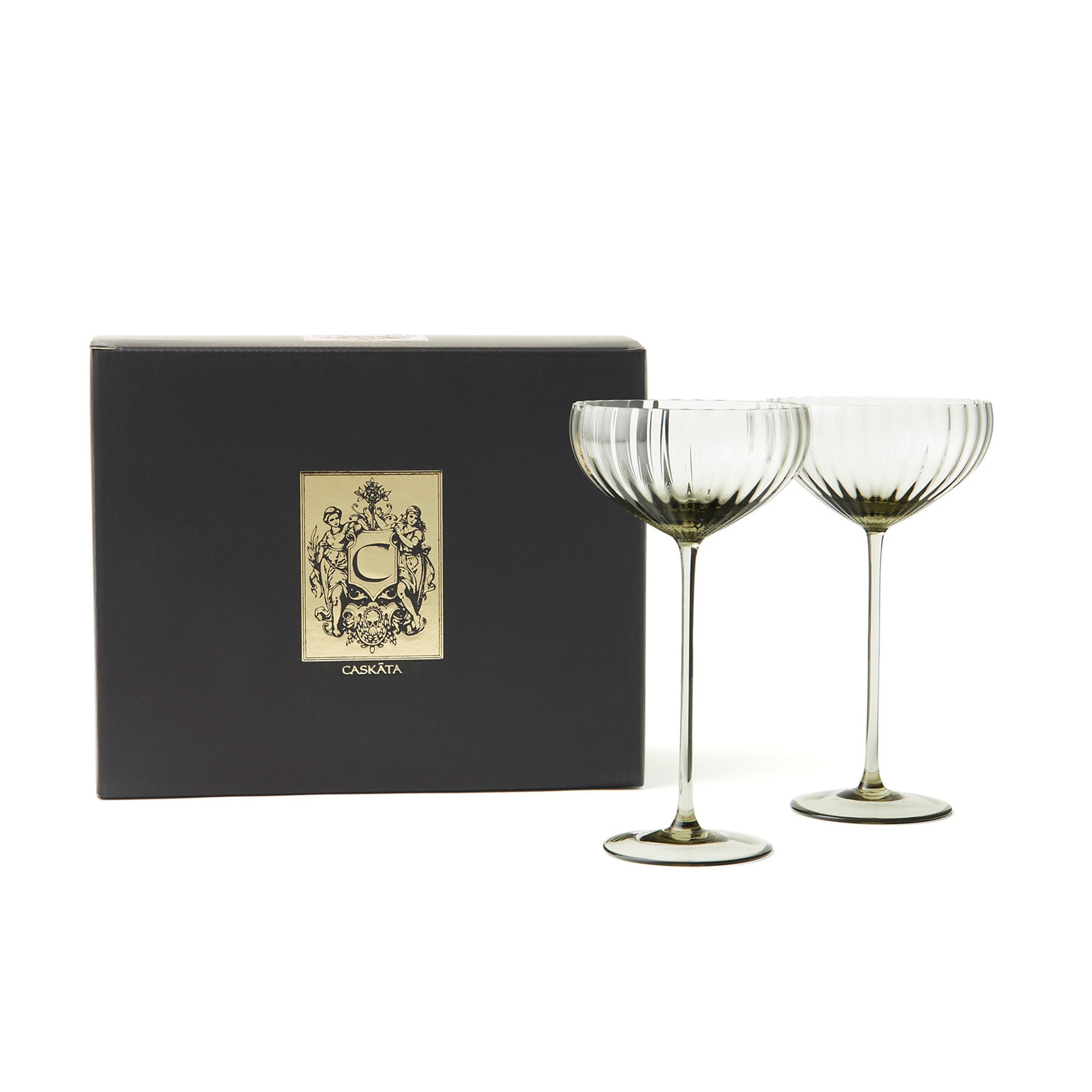 Quinn Smoke Coupe Glasses Set/2 - Caskata
