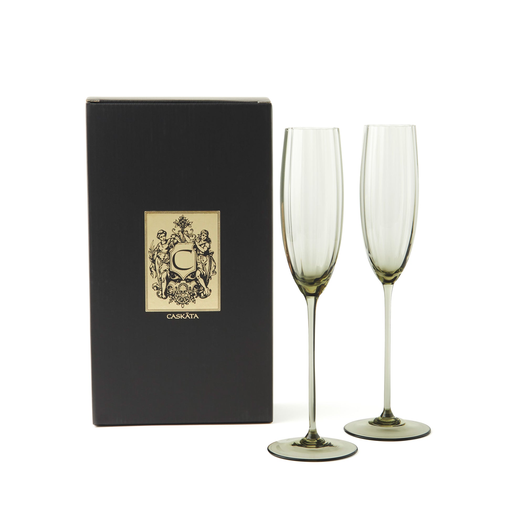 Quinn Stemware Champagne Flute, in Smoke- Caskata