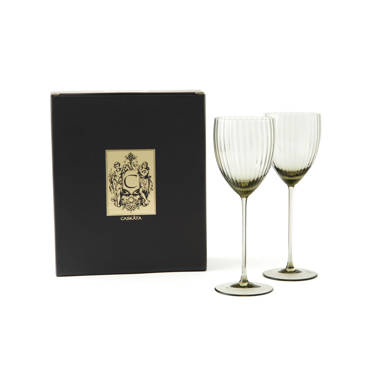 Quinn smoke green mouth-blown crystal white wine glasses from Caskata.