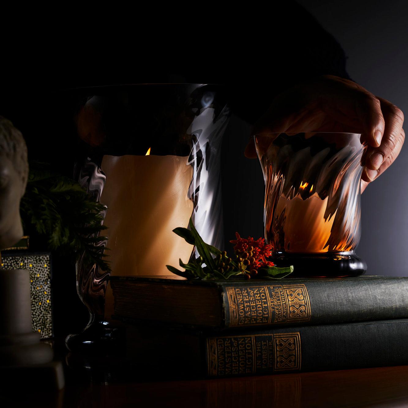 Amber Brown Votive Candle Holders Set of 2