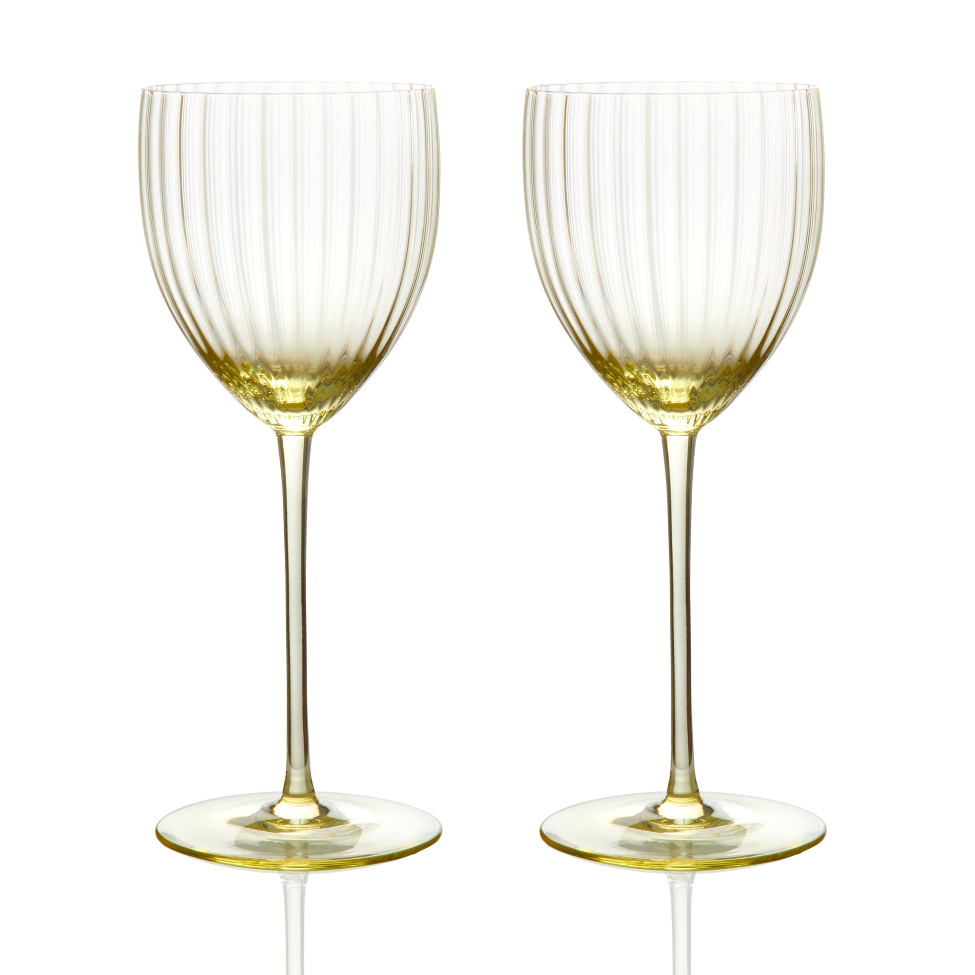 Quinn Citrine Yellow White Wine Crystal Glasses Set of 2 from Caskata