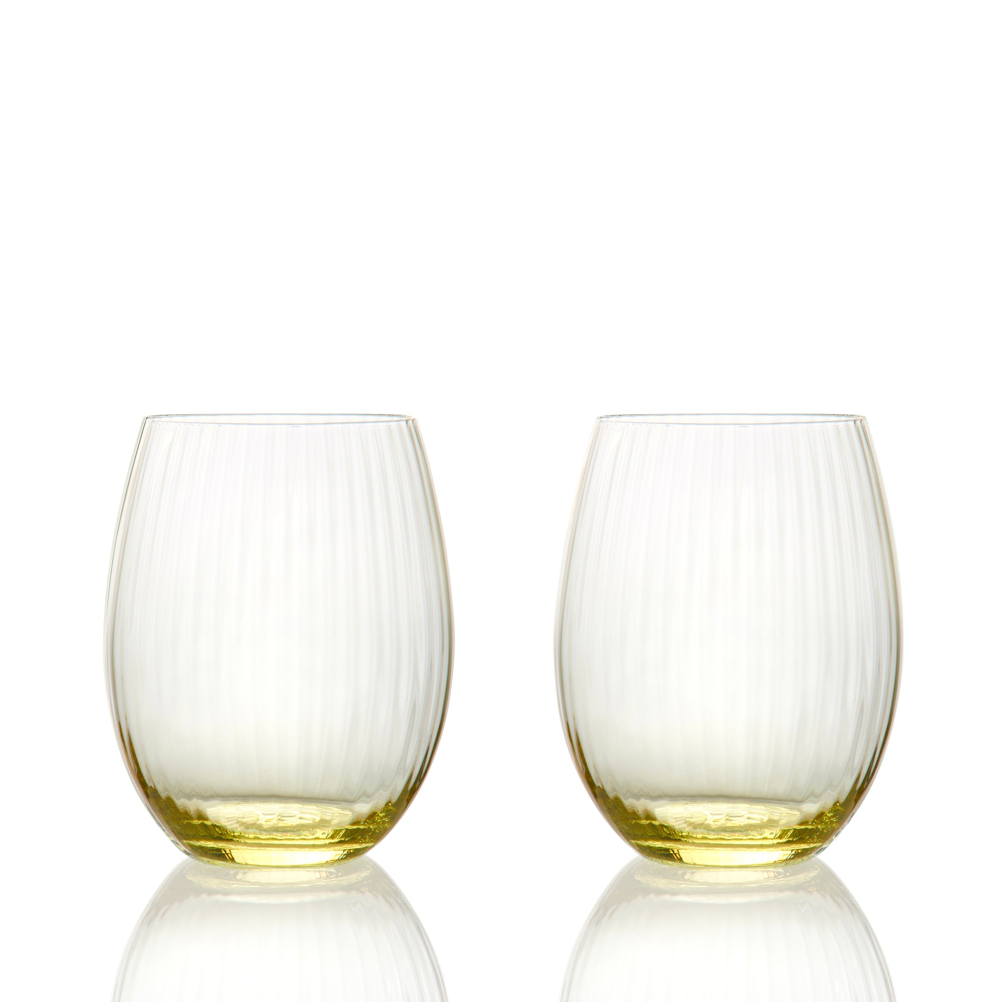 Quinn Citrine Yellow Crystal Tumblers or Stemless Wine Glasses Set of 2 from Caskata