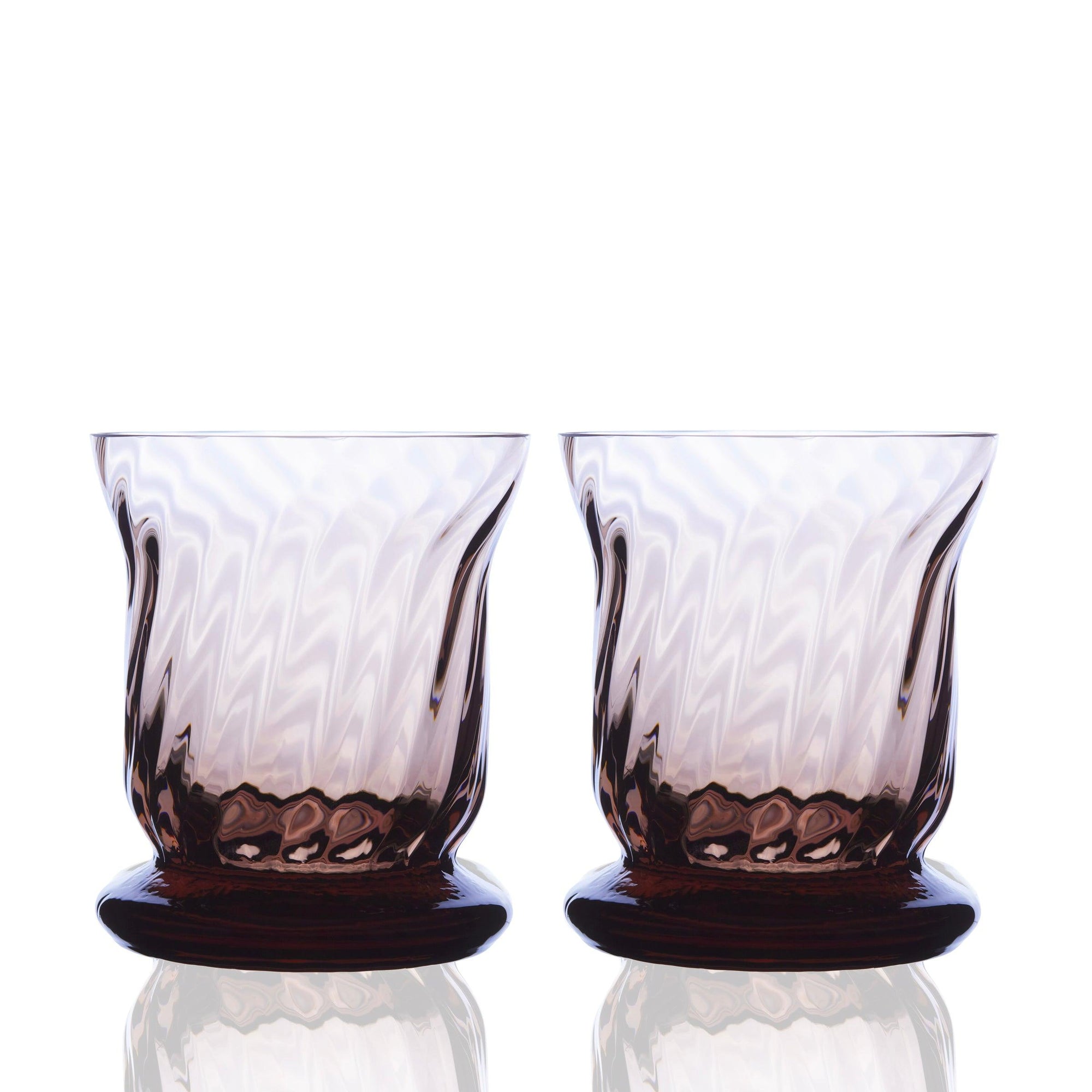 Quinn Optic Votive Candleholders in Mocha Brown Crystal from Caskata