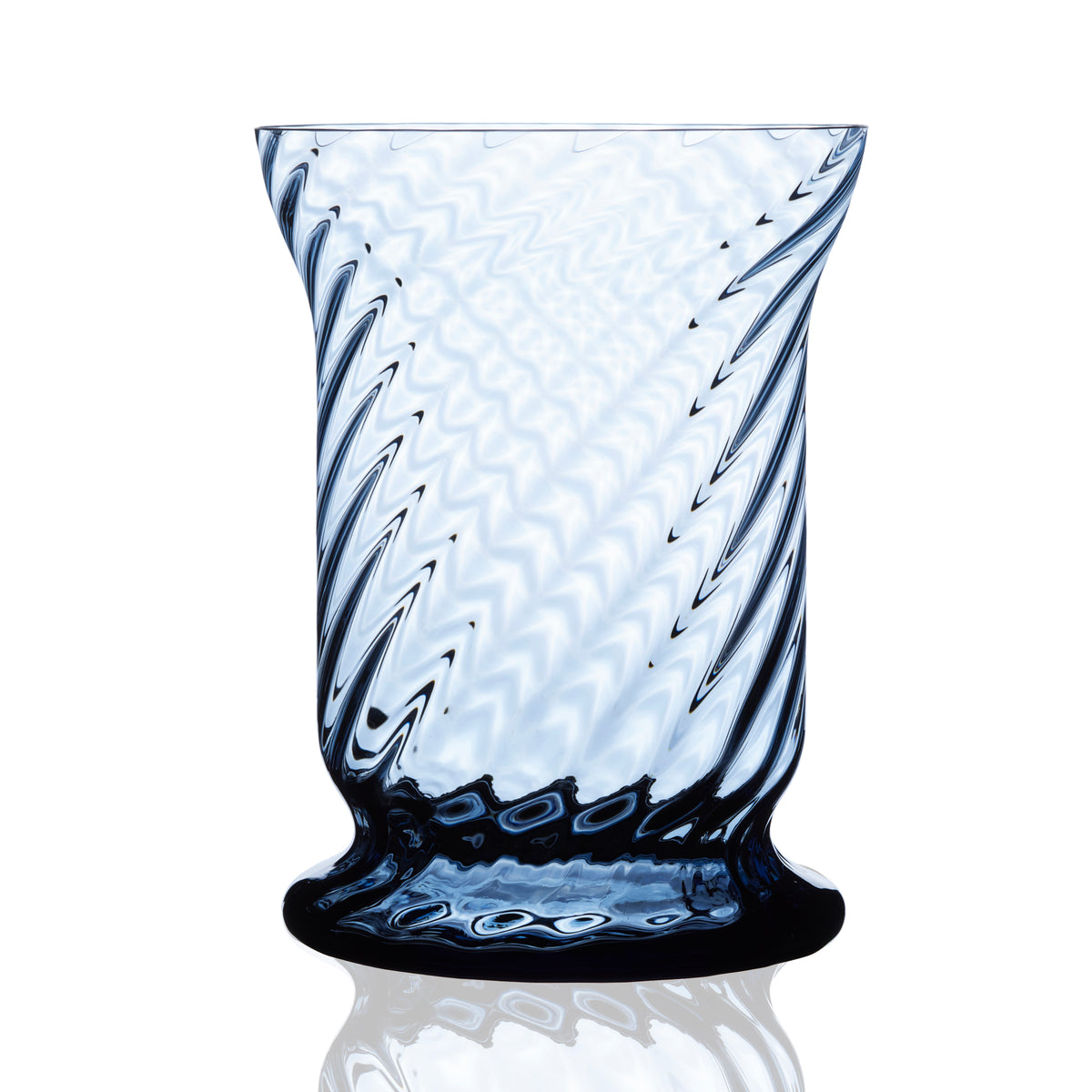 Quinn Ocean Blue Hurricane Candle Lantern in Mouthblown crystal from Caskata