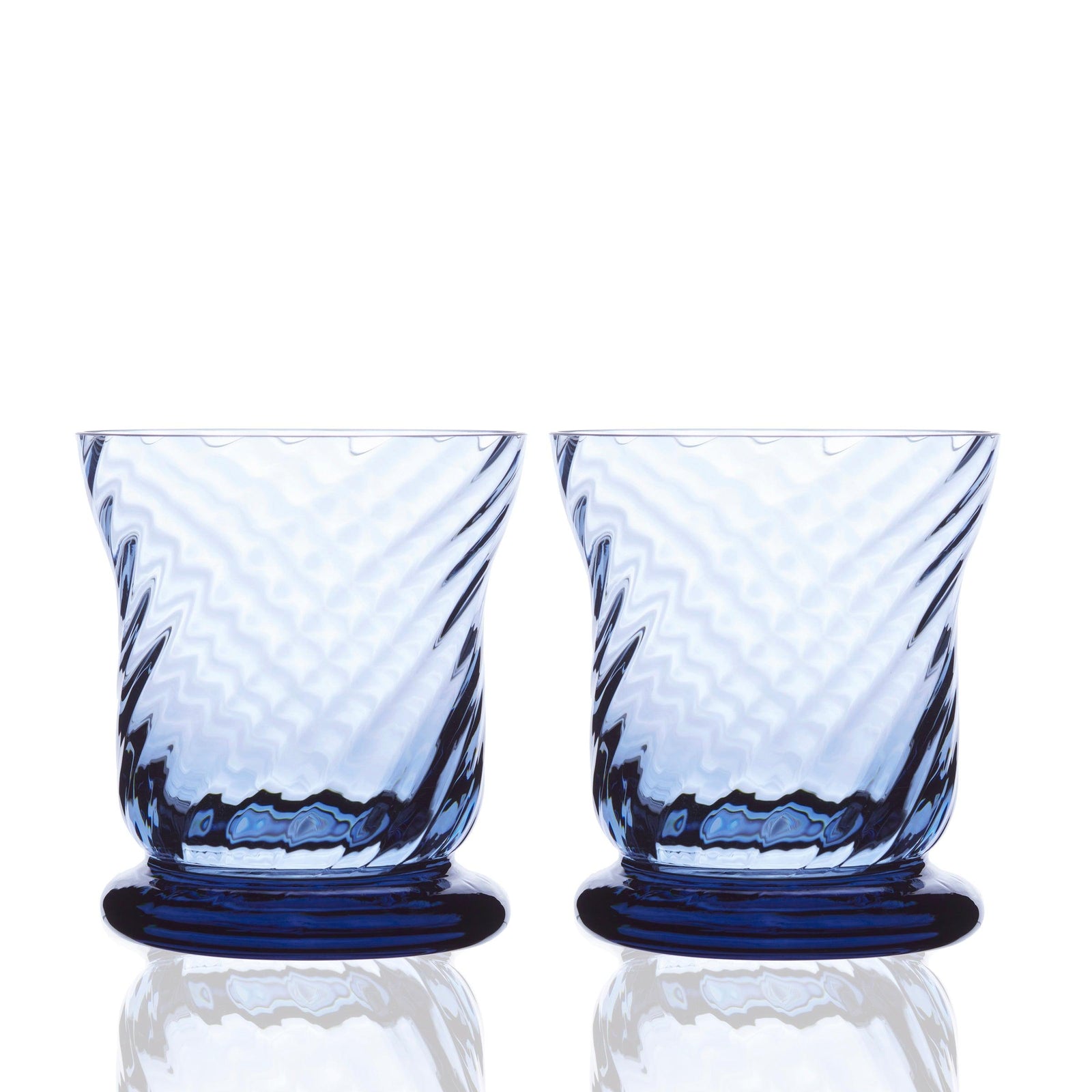 Ocean Votives Crystal Candleholders Set of 2 in Blue from Caskata