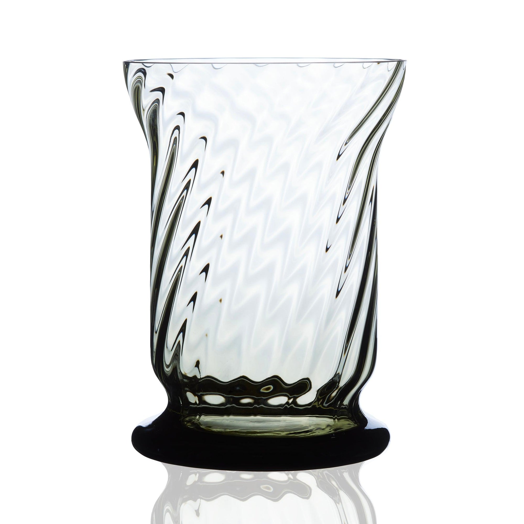 Quinn Smoke Boothbay Hurricane Lantern In Mouthblown Crystal from Caskata