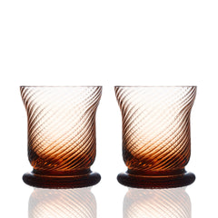 Amber Brown Votive Candle Holders Set of 2