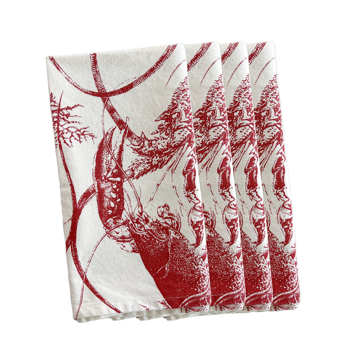 Red Lobsters 100% cotton napkins sold as a set of 4 from Caskata
