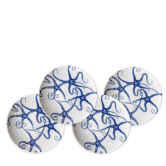 Starfish Blue Canape Plates Set of 4 from Caskata