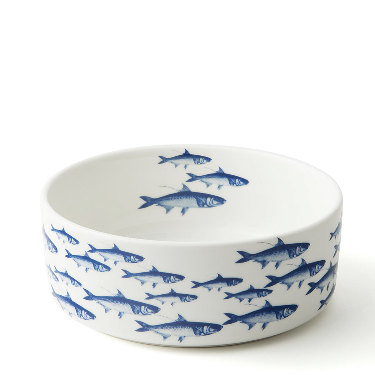 School of Fish Large Pet Bowls in blue and white porcelain from Caskata