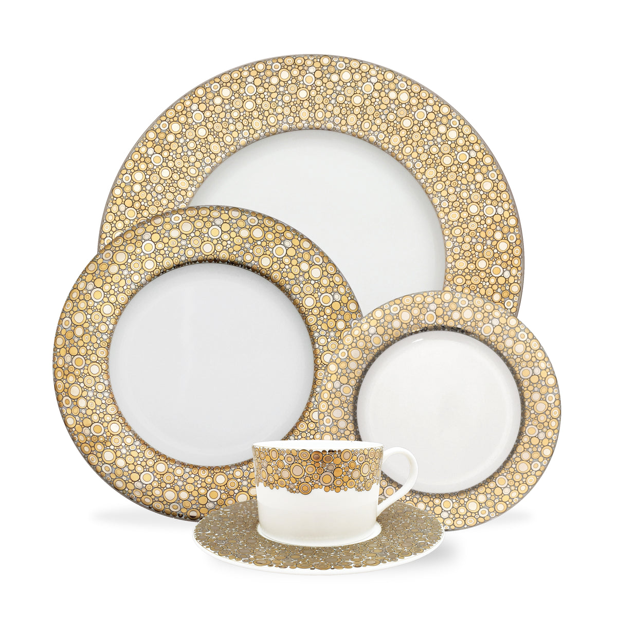 Ellington Shimmer Gold &amp; Platinum 5-Piece Place Setting - Caskata