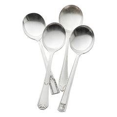 Vintage, silver-plated soup spoons collected by Caskata.