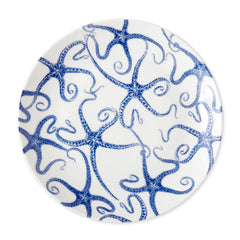 Blue and white porcelain dinner plate with Starfish pattern from Caskata